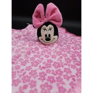 DISNEY Baby Girl Pink Minnie Mouse Security Blanket Lovey Rattle Satin Flowers